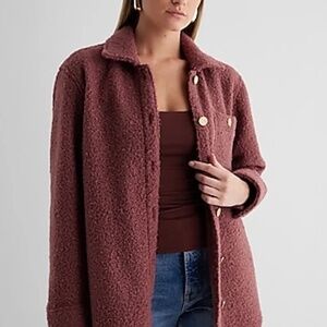 Express Tweed Novelty Button Oversized Shacket - Ginger M